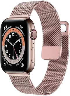 G-Power Stainless Steel Replacement Wrist Band Strap With Magnetic Closure Clasp And Elasticity Specially For Apple Smart Watches 1/2/3/4/5/6/7/8/Ultra/Se Series - Pink