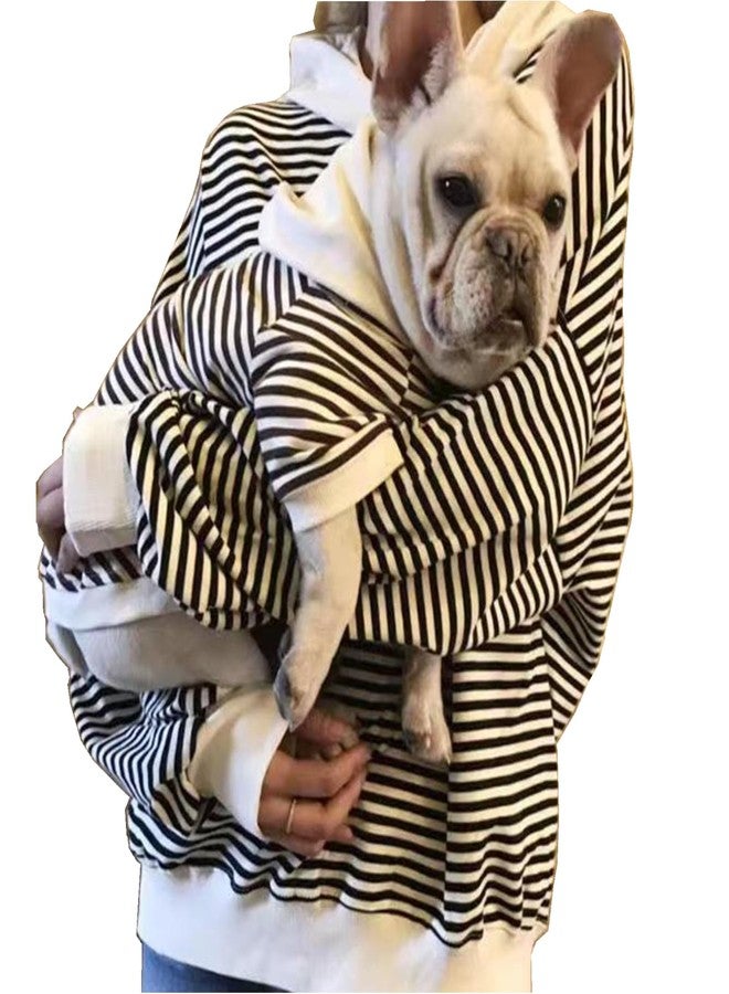 Wiz BBQT Matching Dog and Owner Clothes Separately Sold,Striped Mom Dad Dog Hoodie for Small Dogs Cats,Puppy Sweatshirt Fall Winter(Black,Pet S) - Image 1