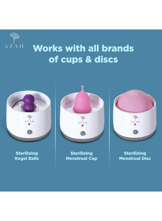 AZAH menstrual cup sterilizer portable women girls clean ease kills 999 germs 3 minutes steam bpa free auto power cutoff - Image 5