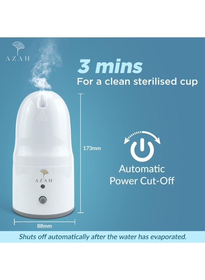 AZAH menstrual cup sterilizer portable women girls clean ease kills 999 germs 3 minutes steam bpa free auto power cutoff - Image 2
