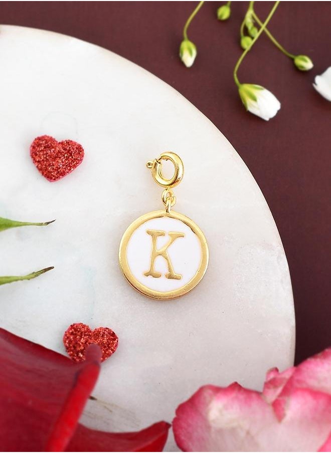 VOYLLA - Valentine's Day Collection Alphabet K White Enamel Charm - Image 1
