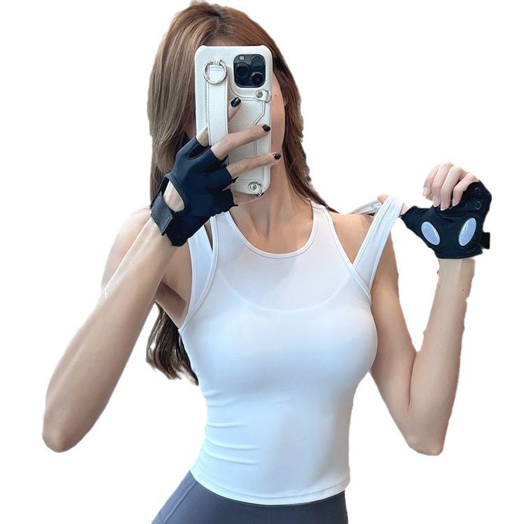 Polyester Double-Sided New Soft, Delicate And Comfortable Sports Running Professional Yoga Outer Wear Chest Pad Beauty Back Fitness Top - Image 4