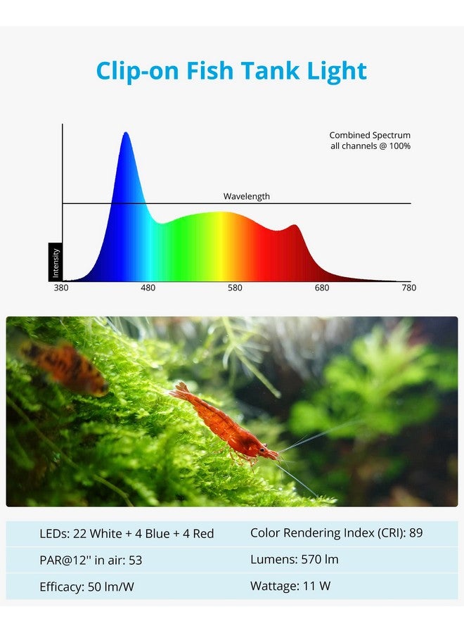 NICREW Clip On Aquarium Light, Fish Tank Light With White, Blue And Red Leds, Planted Aquarium Light For Nano Tank, 2 Lighting Modes - Image 4