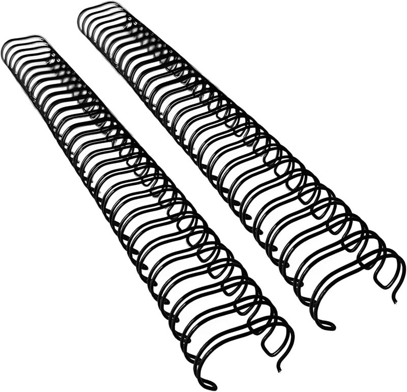 100-Pack Double Loop Wire Binders, 3/8 in, 9.5 Mm, 34-Ring Spines, Black Nylon Coated, Fits 3:1 Pitch Binding Machines, Office & School Use - Image 1
