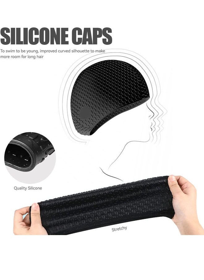 Rock Pow Silicone Swim Cap,Comfortable Bathing Cap Ideal for Curly Short Medium Long Hair, Swimming Cap for Women and Men, Shower Caps Keep Hairstyle Unchanged  - Image 4
