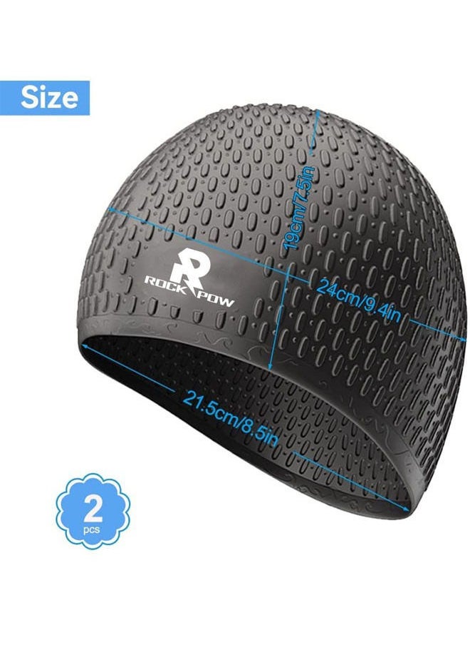 Rock Pow Silicone Swim Cap,Comfortable Bathing Cap Ideal for Curly Short Medium Long Hair, Swimming Cap for Women and Men, Shower Caps Keep Hairstyle Unchanged  - Image 3