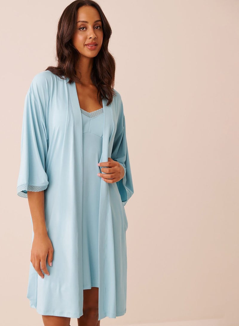 La Vie en Rose Super Soft Lace Trim Kimono - Image 5