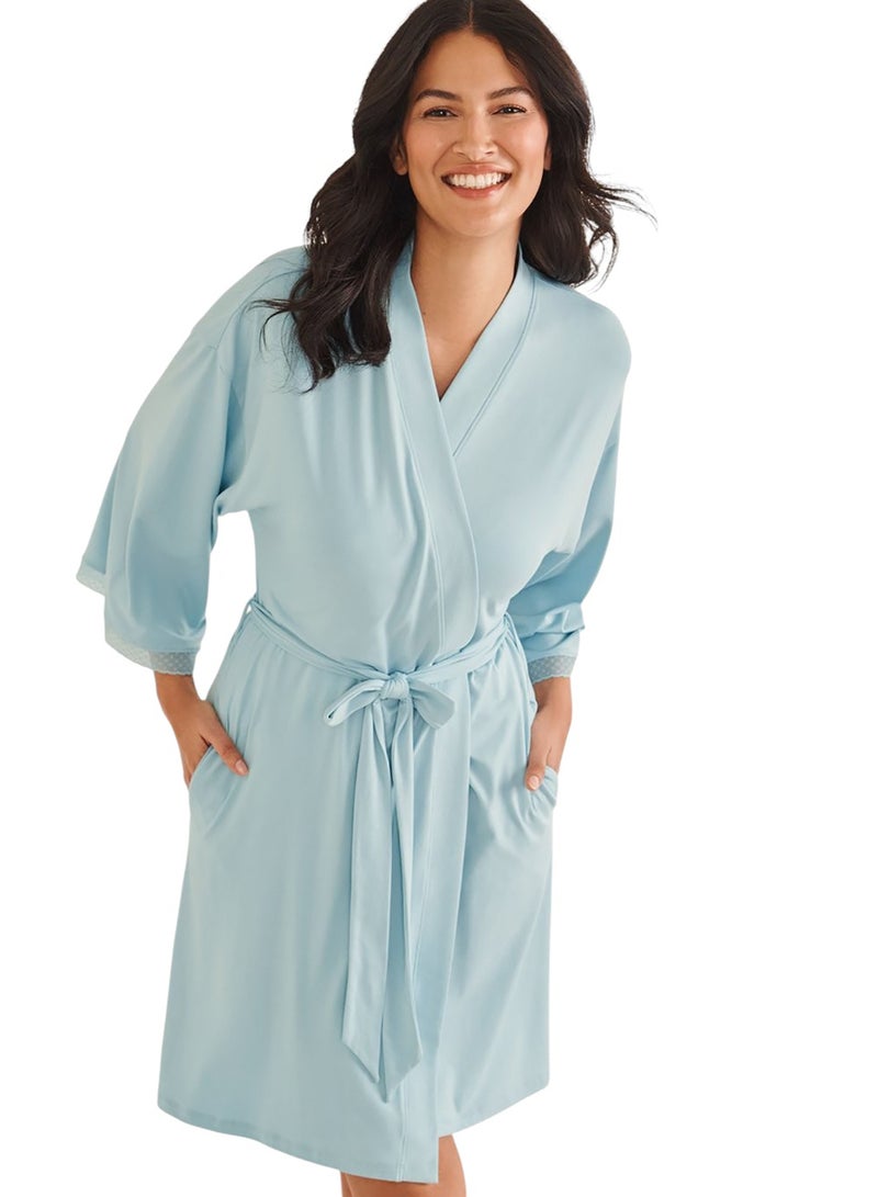 La Vie en Rose Super Soft Lace Trim Kimono - Image 1
