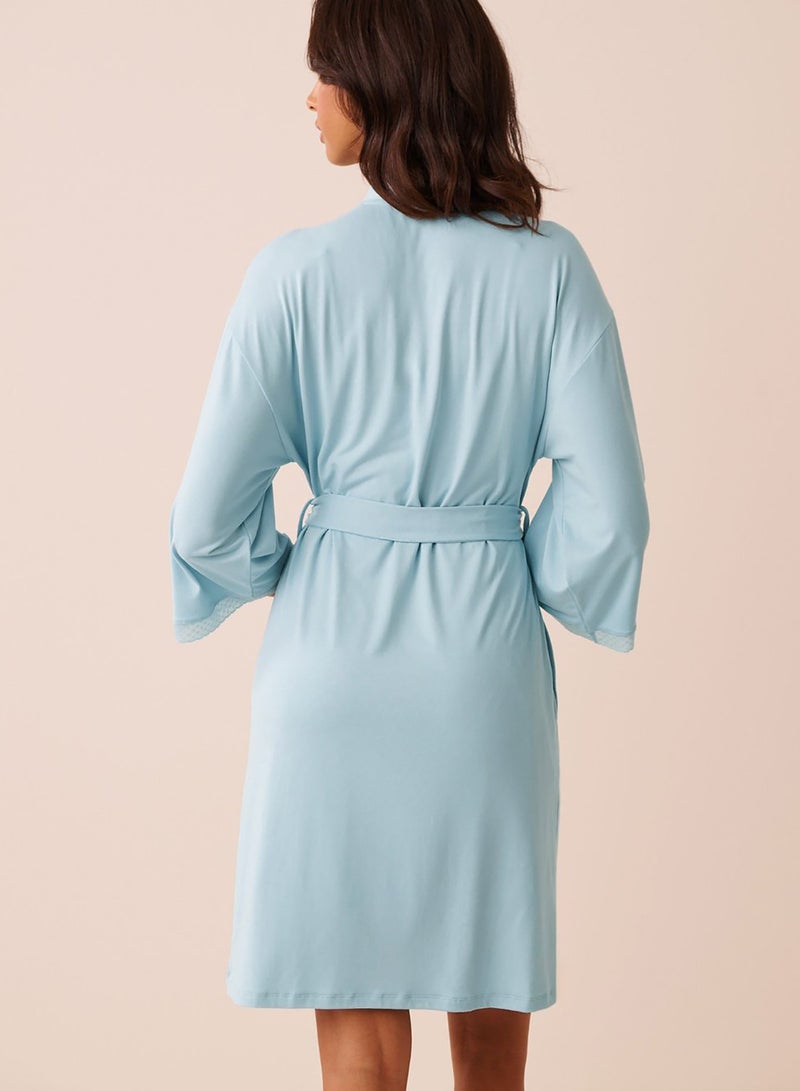 La Vie en Rose Super Soft Lace Trim Kimono - Image 3