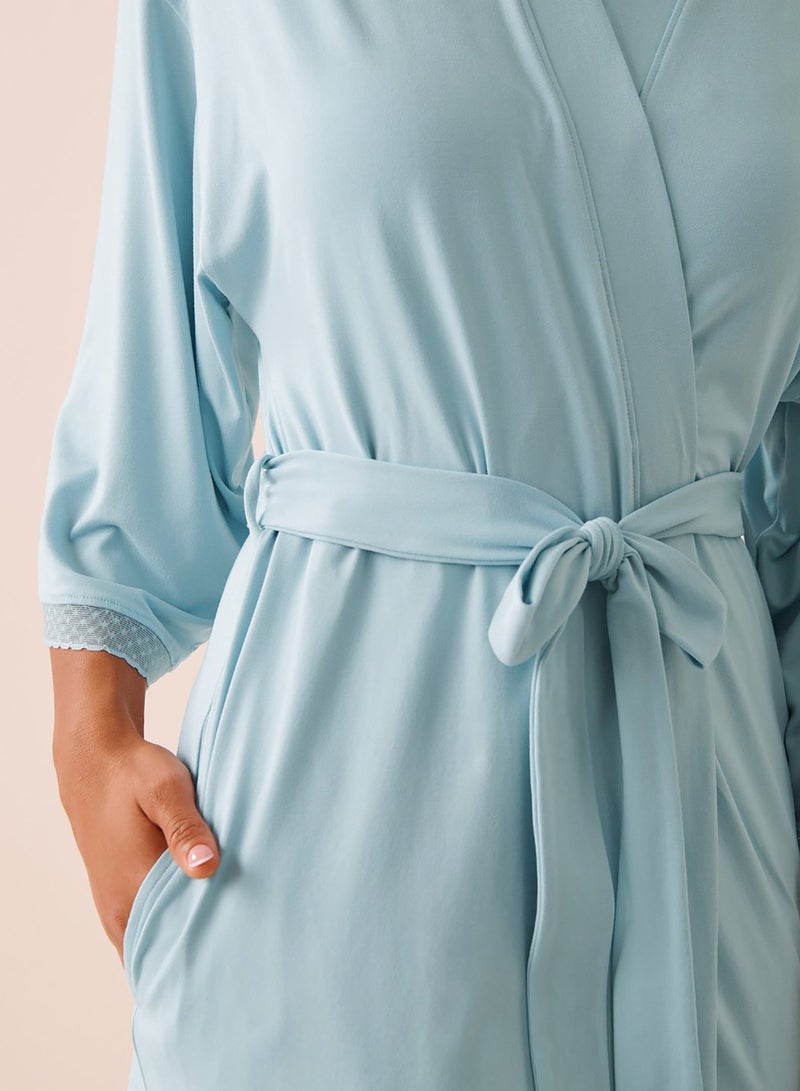 La Vie en Rose Super Soft Lace Trim Kimono - Image 4