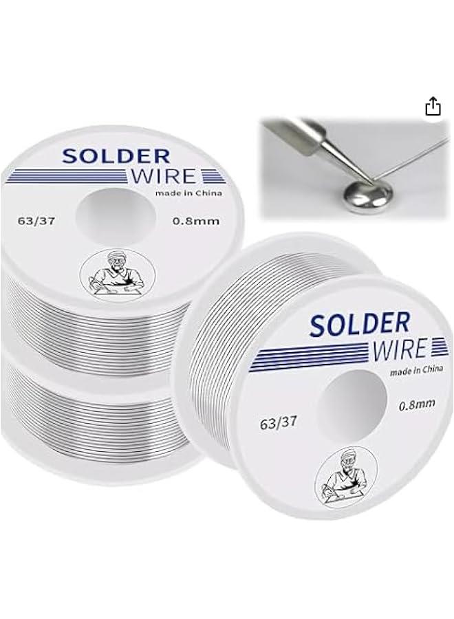 MOXO 3Pcs Solder Wire for Electronic Soldering Tin Lead Rosin Core Solder Kit 6337 Tin Lead Rosin Core Solder Wire Low Melt Electrical Solder for Electrical Devices Wires Cables (0.8mm 50g). - Image 1