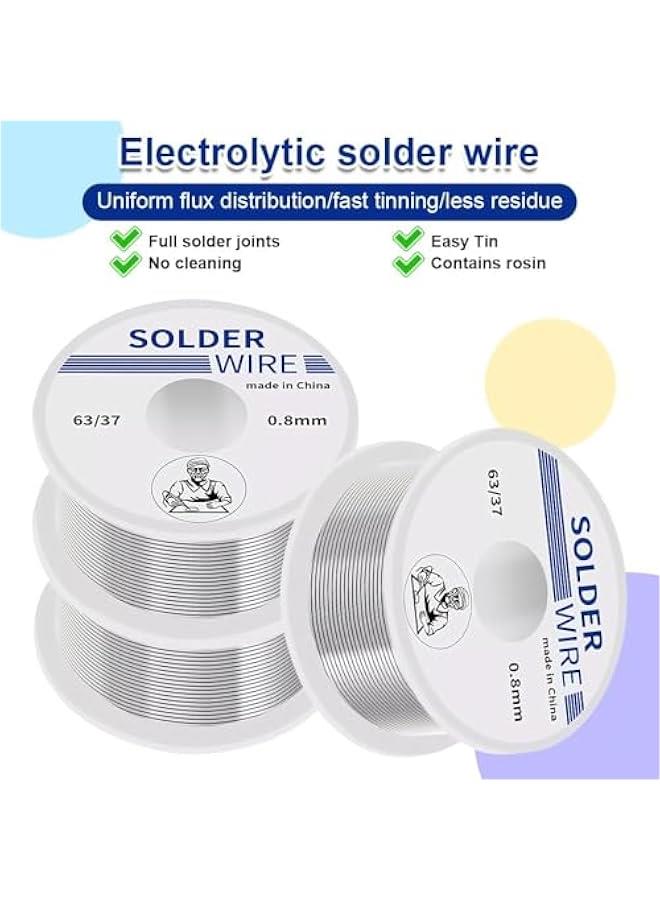MOXO 3Pcs Solder Wire for Electronic Soldering Tin Lead Rosin Core Solder Kit 6337 Tin Lead Rosin Core Solder Wire Low Melt Electrical Solder for Electrical Devices Wires Cables (0.8mm 50g). - Image 3
