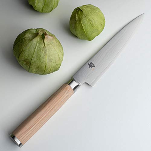 Shun Classic Blonde 6" Utility Knife, Handcrafted Japanese Kitchen Knife, VG-MAX Core with Damascus Stainless Steel Cladding, Pakkawood Handle, Precision and Sharpness for Professional and Home Chefs - Image 5