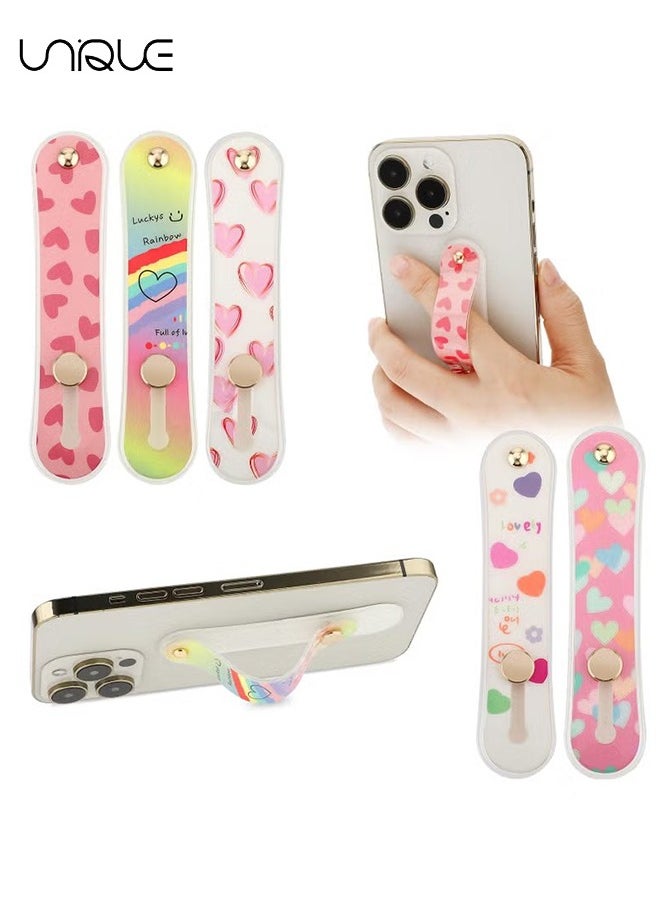 Unique Cell Phone Grips, 5 Pieces Telescopic Phone Strap Grip Holder Silicone Mobile Phone Universal Finger Strap Stand, Non-Slip Phone Brackets Belt Portable Finger Kickstand for Smartphones  - Image 2