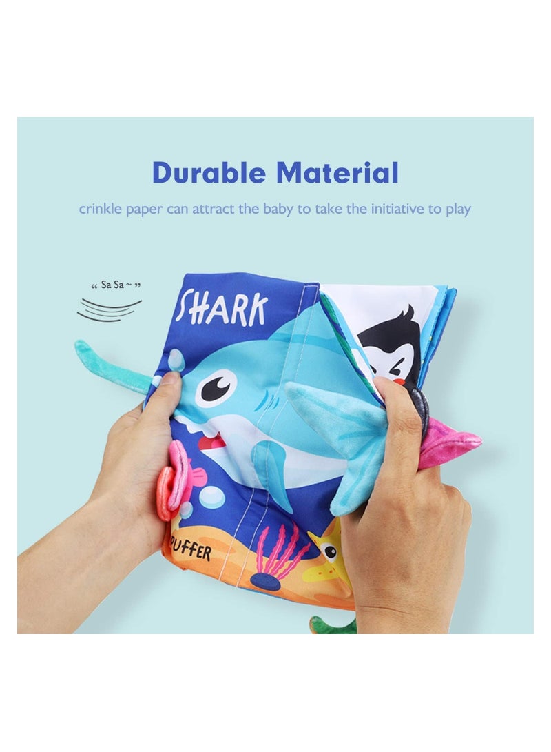 2 Pcs Baby Books Toys, Touch Feel Activity Soft Book, Newborn Baby Sensory Toys, Nontoxic Early Development Book Set, Stroller Hanging Toy, Travel Toy 0 3 6 12 Months 1 Year olds Boys Girls Gifts - Image 3
