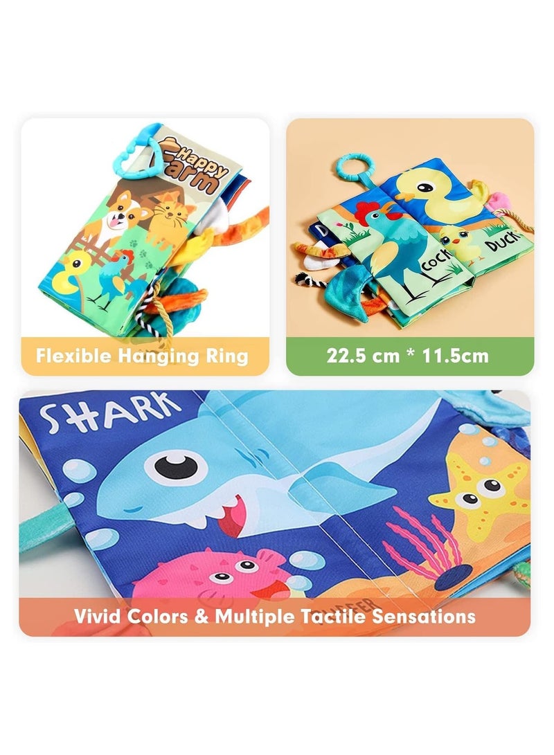 2 Pcs Baby Books Toys, Touch Feel Activity Soft Book, Newborn Baby Sensory Toys, Nontoxic Early Development Book Set, Stroller Hanging Toy, Travel Toy 0 3 6 12 Months 1 Year olds Boys Girls Gifts - Image 5
