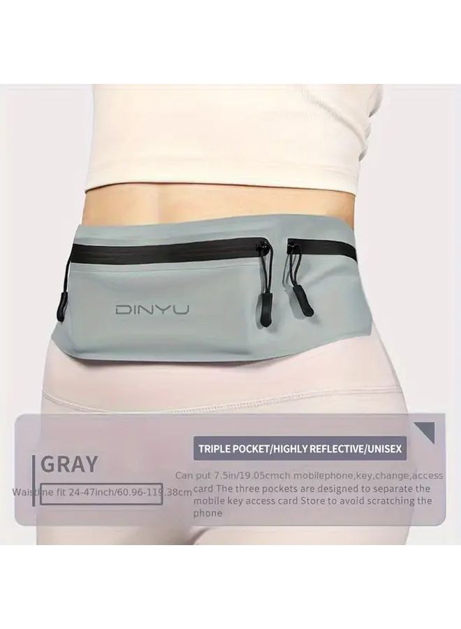 Dark Gray Unisex Running Waist Bag with Transparent Phone Pouch And 3 Pockets - Image 2