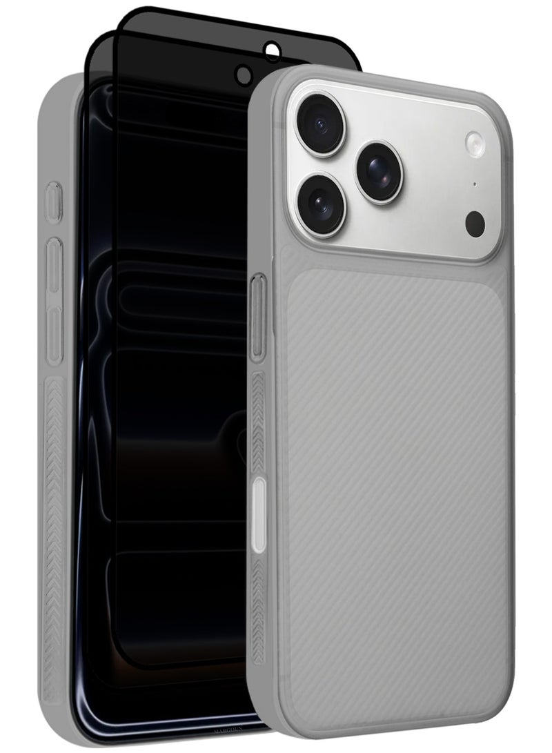 CATANES 3Packs Case Cover for iPhone 17 Pro Max, Air Skin Line Design Back Cover, Sturdy Durable Ultra-Thin Case, Drop Protection Cover Clear with Two Privacy Screen Protectors - Black