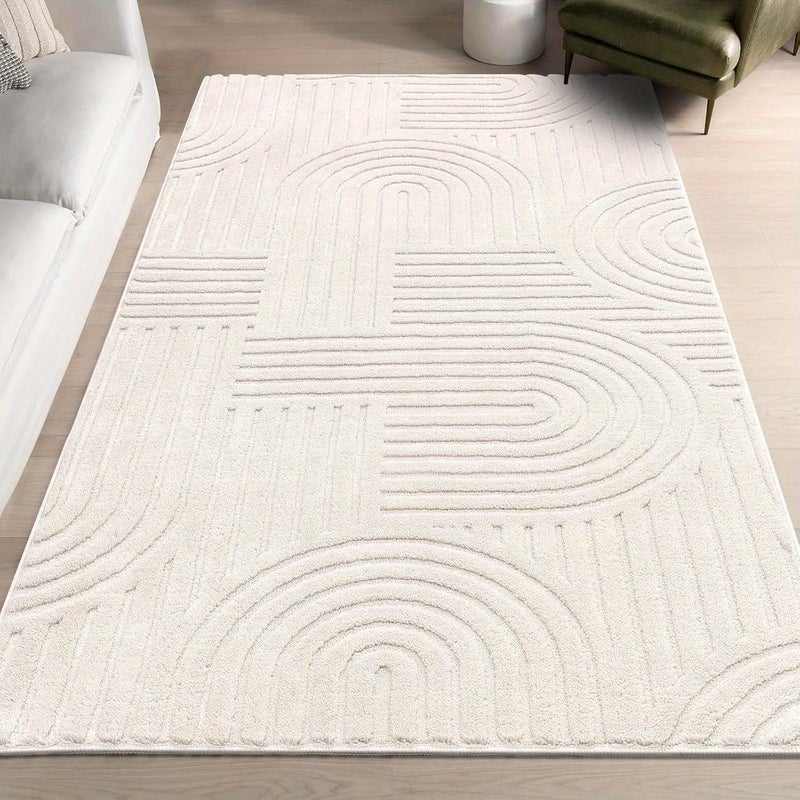 Tnessential Beige Jacquard Rug