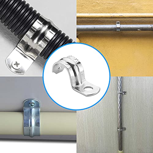 OHLECTRIC Heavy Duty Pipe Strap (100 Pack - 1 Inch) Zinc-Plated Steel EMT Conduit Clamps - 1 Hole Reinforced Rib Design - Snap-On Installation - Metal Pipe Strap for EMT Conduits - Image 5