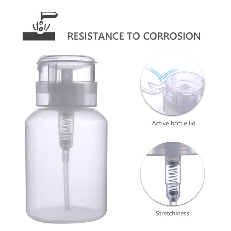 Biutee Cleaner Bottle Clear Bottle 1 PCS Push Down Empty Lockable Pump Dispenser Bottle for Nail Polish and Makeup Remover 200ml (1 PCS) - Image 5