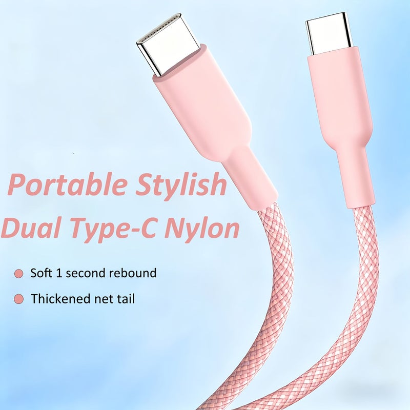 Pink Dual USB C to USB C Fast Charging Data Cable 6A PD 60W 300cm 118.11in 9.84ft Compatible with Xiaomi Huawei Samsung Phone Tablet - Image 3