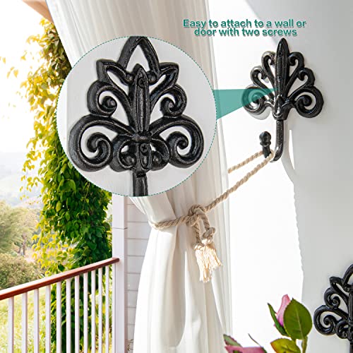 Sungmor Set of 3 Decorative Cast Iron Wall Hooks – Vintage Ornate Design with Antique Black Finish – Heavy Duty Rustic Wall Hangers for Entryway, Bathroom, Kitchen, or Bedroom Decor - Image 4