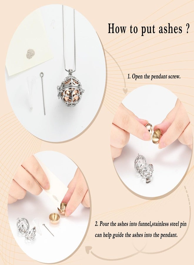Minicremation Cremation Jewelry Urn Pendant Necklace for Ashes with Hollow Ball Keepsake Memorial Jewelry for Ashes Rose gold - Image 3