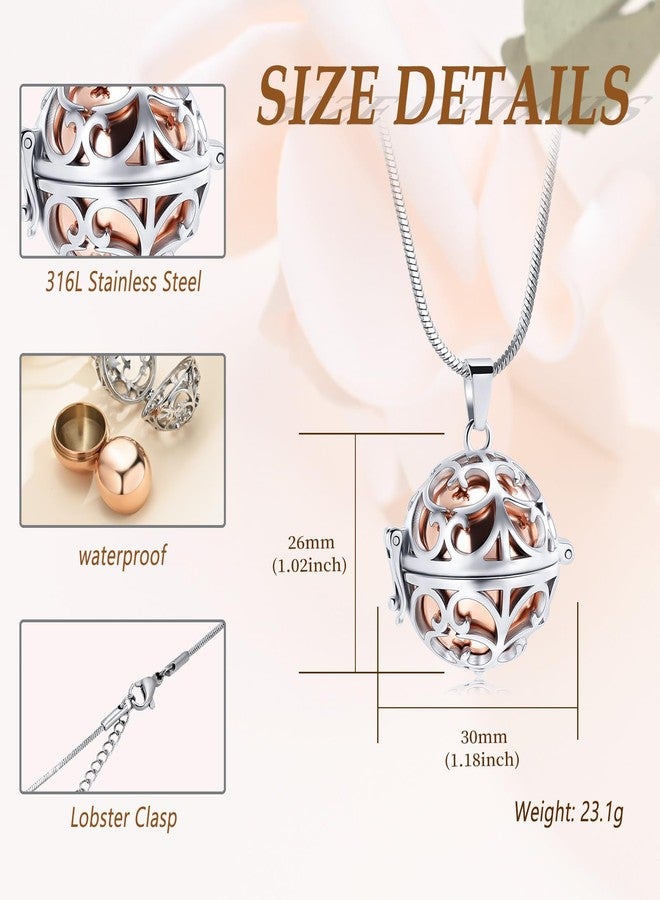Minicremation Cremation Jewelry Urn Pendant Necklace for Ashes with Hollow Ball Keepsake Memorial Jewelry for Ashes Rose gold - Image 2