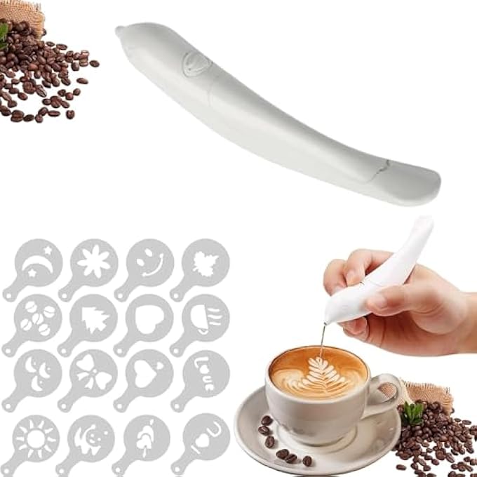 ريحني قلم التوابل الكهربائية البيضاء لفن اللاتيه قلم نحت القهوة المحمول نحت القهوة كابتشينو أداة خبز احترافية للقهوة ماشا بالقرفة بنفسك - Image 1