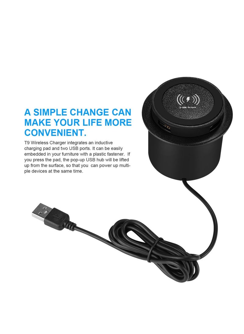 Generic - Wireless charger 3 in 1 multi-function hidden nightstand sofa armrest desktop office furniture - Image 1