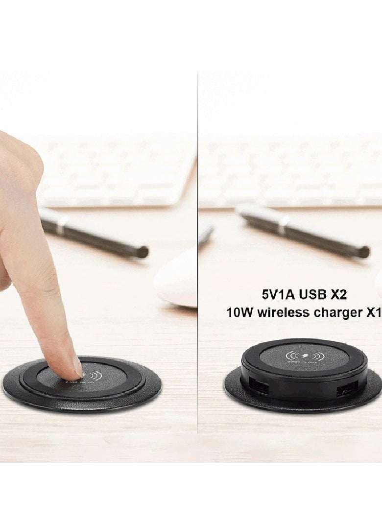 Generic - Wireless charger 3 in 1 multi-function hidden nightstand sofa armrest desktop office furniture - Image 1