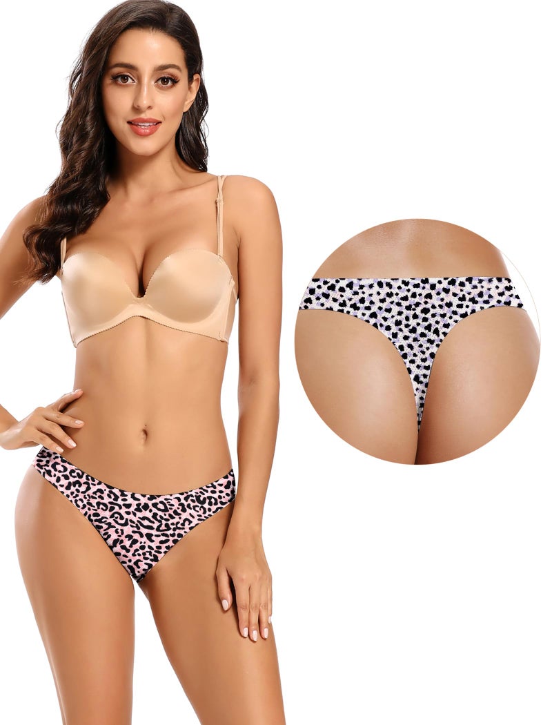 voenxe Seamless Thongs for Women No Show Thong Underwear Women 5-10 Pack (G-5 Pack Leopard Print, X-Large) - Image 4