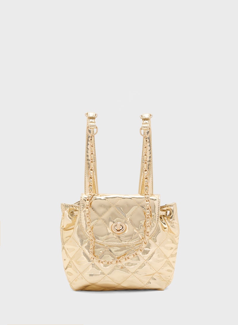 Ginger Quilted Metallic Mini Backpack  - Image 1