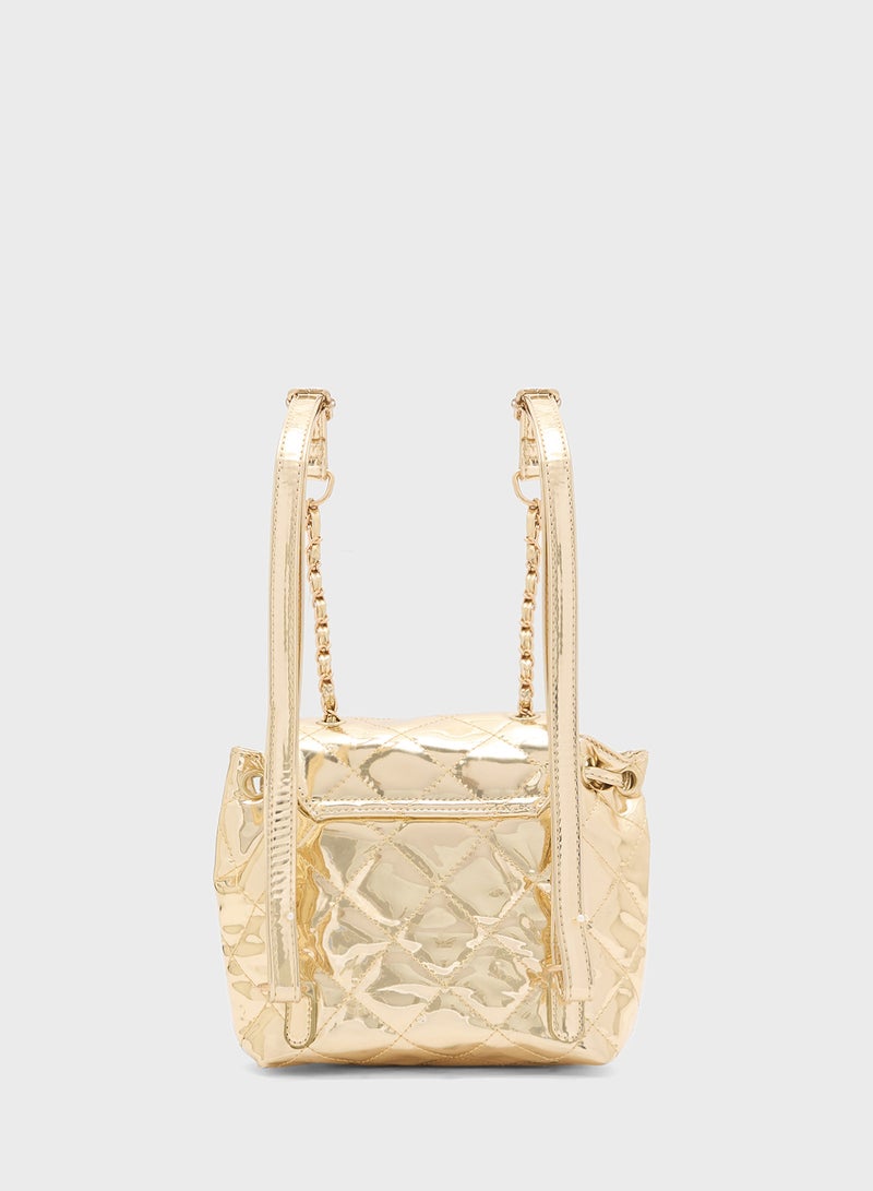 Ginger Quilted Metallic Mini Backpack  - Image 2