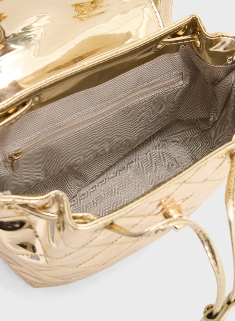 Ginger Quilted Metallic Mini Backpack  - Image 5