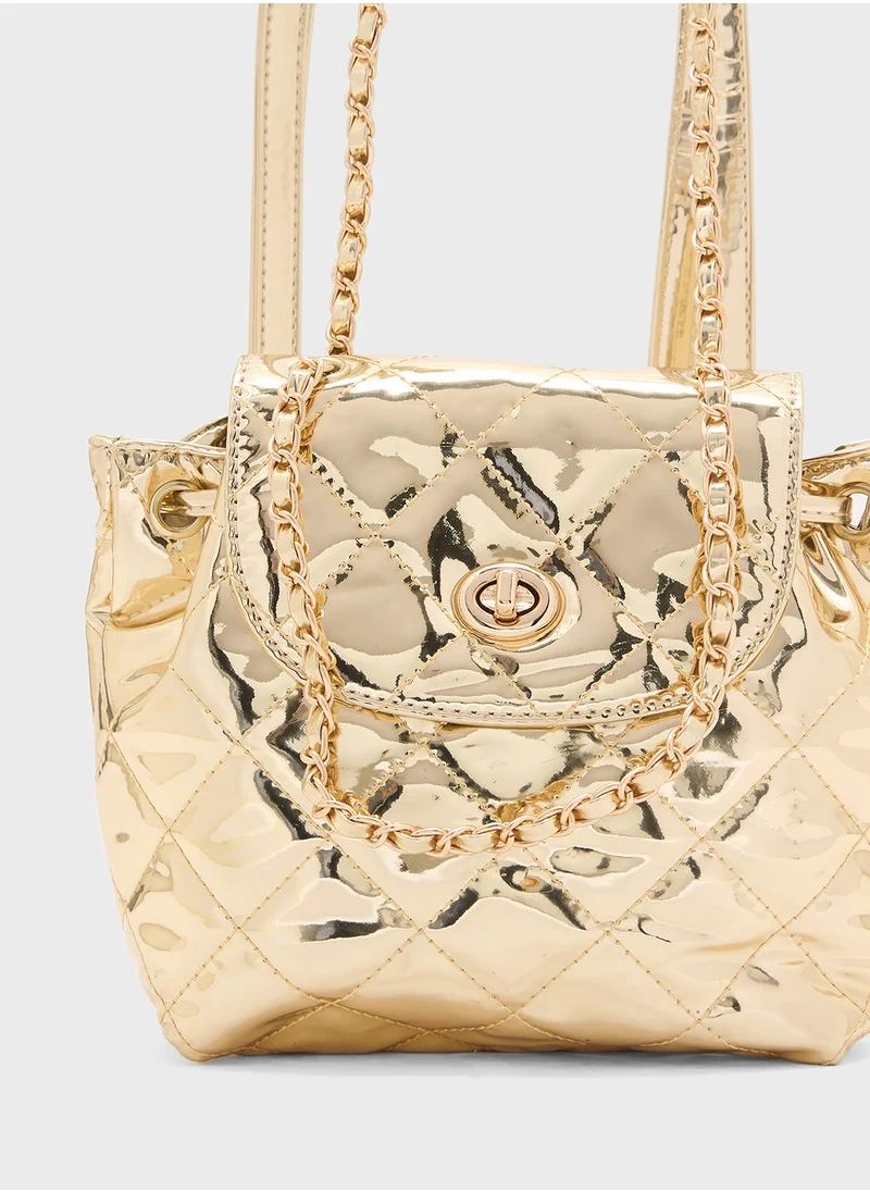 Ginger Quilted Metallic Mini Backpack