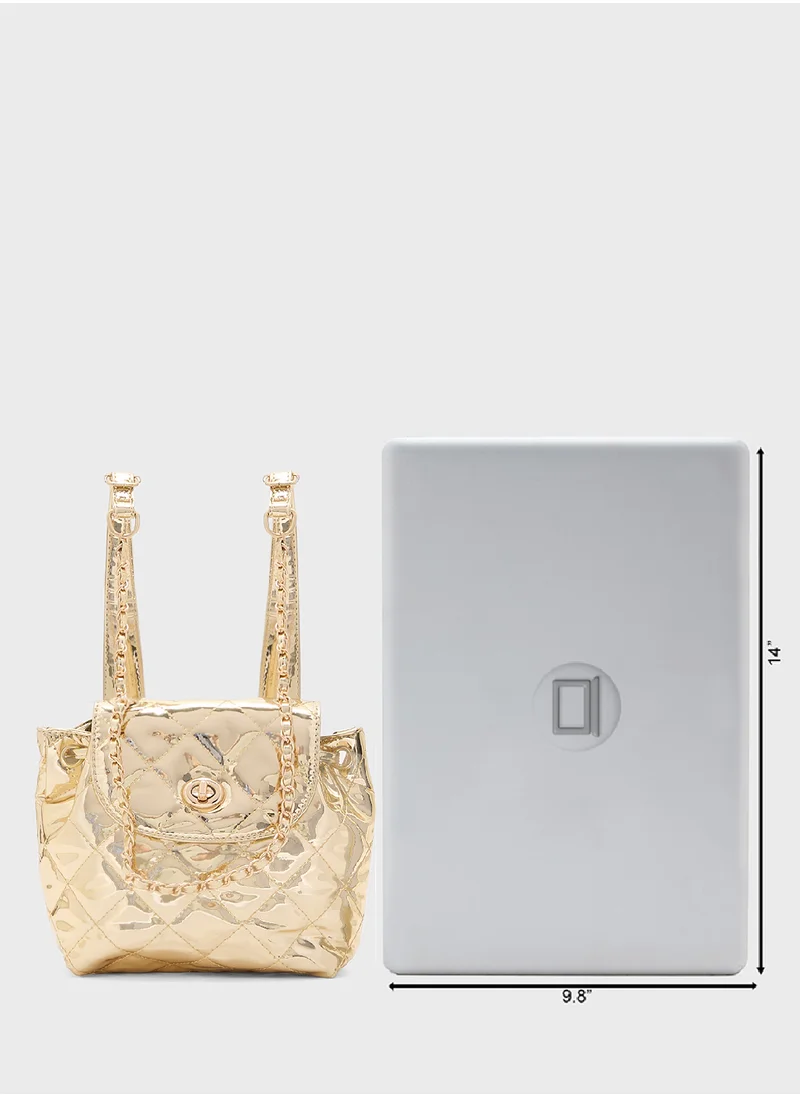 Ginger Quilted Metallic Mini Backpack