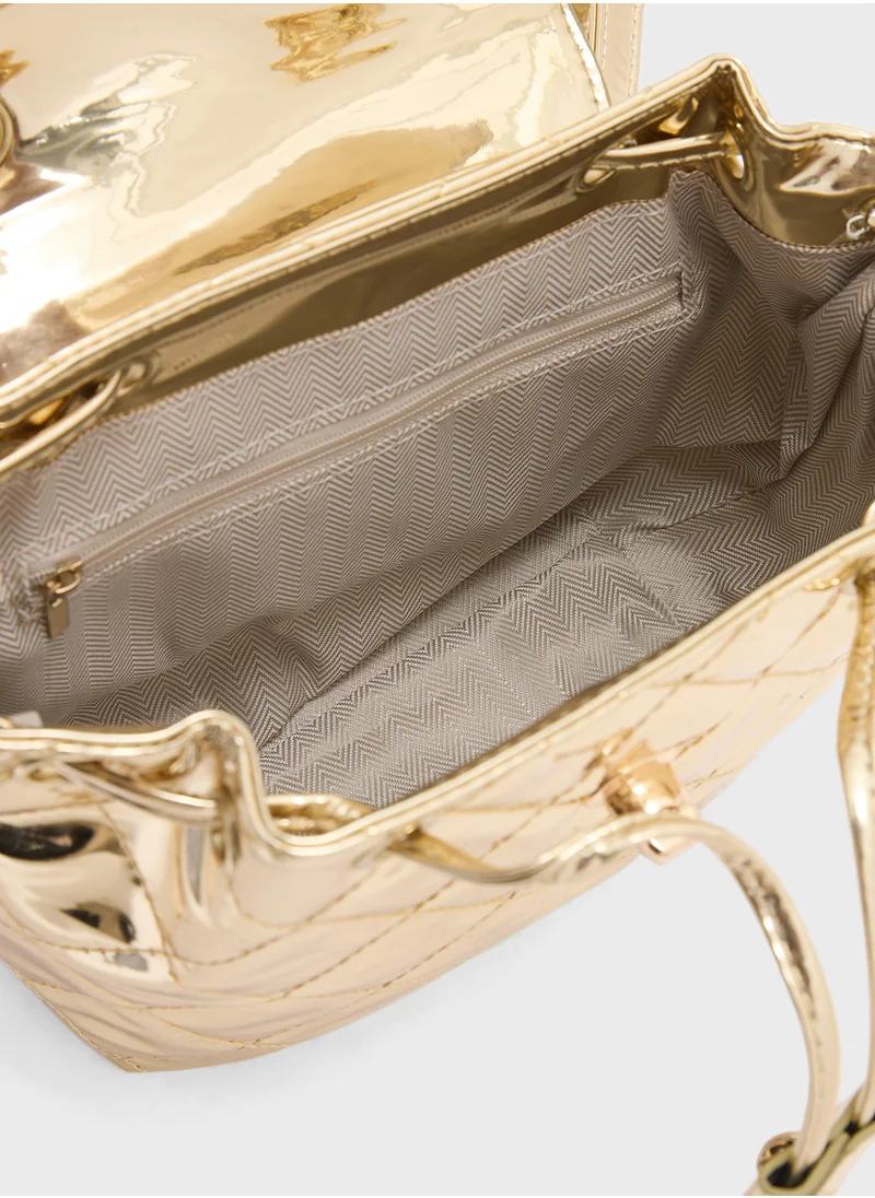 Ginger Quilted Metallic Mini Backpack