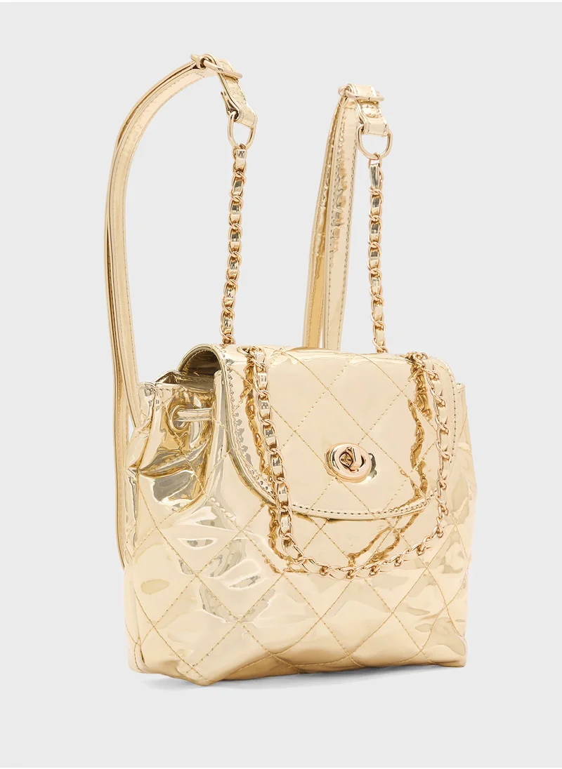 Ginger Quilted Metallic Mini Backpack