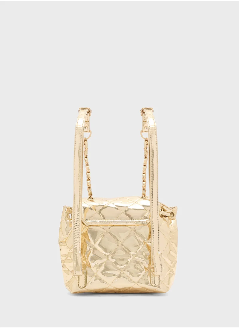 Ginger Quilted Metallic Mini Backpack