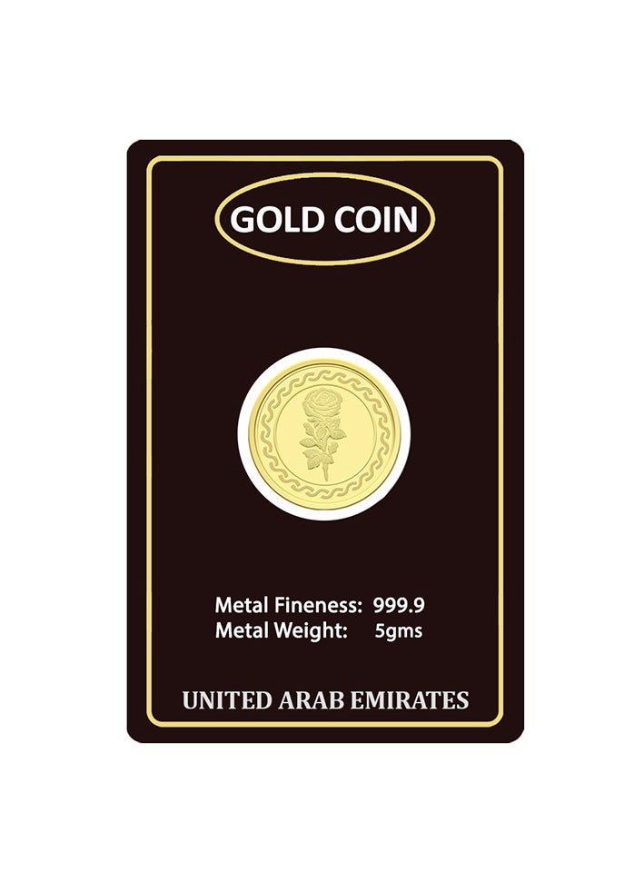 FK Jewellers 5g Gold Coin with Flower & UAE Heritage Building Design - 5 Grams 24KT 999.9 Purity  - Image 2