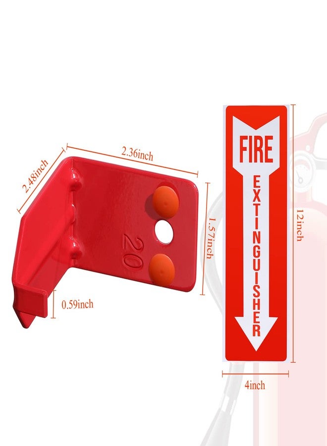 TaoBary 2 Pack Fire Extinguisher Holder and 4 Pieces Fire Extinguisher Sign Sticker, 20lb Fire Extinguisher Wall Hook Mount Bracket for Big and Small Fire Extinguishers, Indoors and Outdoors - Image 2