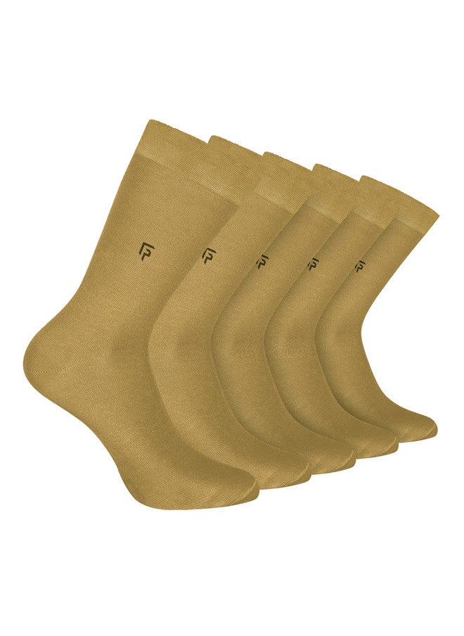 FOOTPRINTS FOOTPRINT Men 5 Pairs Anti Odour Organic Cotton Calf-Length Solid Bamboo Formal Socks - Image 1