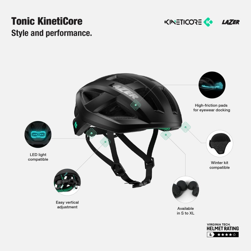 LAZER Tonic KinetiCore Bike Helmet, Lightweight Bicycling Gear for Adults, Men & Womenâ€™s Cycling Head Gear, White, Medium - Image 3