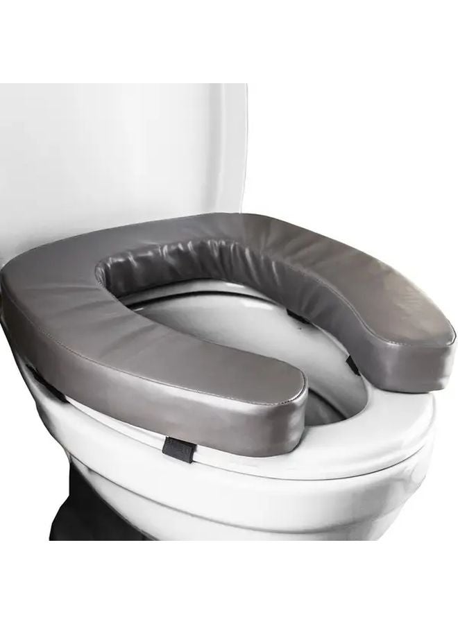 Beige Raised Toilet Seat Cushion 2 Inch Height Increase U Shaped Padded Bathroom Aid - Image 2