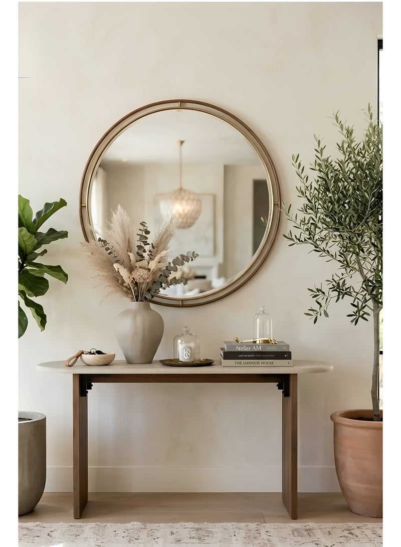 Polywood Console Table 120×40×80 cm – Modern Entryway Table with Brown Wood Legs & White Top | Hallway Accent Sofa Table for Living Room, Entrance & Foyer - Image 2