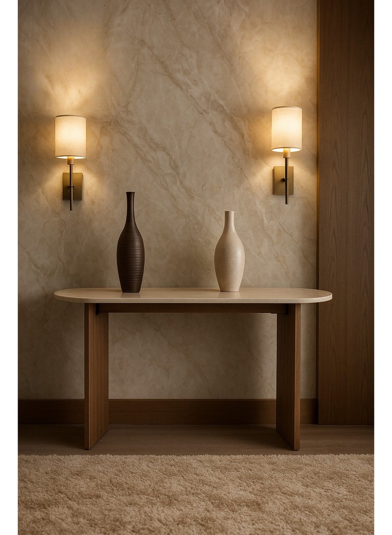 Polywood Console Table 120×40×80 cm – Modern Entryway Table with Brown Wood Legs & White Top | Hallway Accent Sofa Table for Living Room, Entrance & Foyer - Image 3