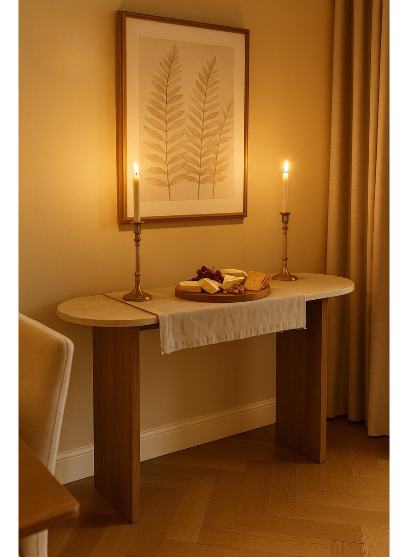Polywood Console Table 120×40×80 cm – Modern Entryway Table with Brown Wood Legs & White Top | Hallway Accent Sofa Table for Living Room, Entrance & Foyer - Image 4