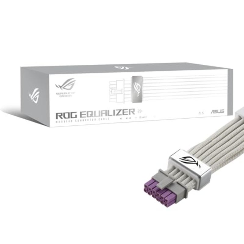 ATX 3.1 PCIe 5.1 graphics card power cable, white silicone sleeve, load balance PSU-to-ROG Equalizer power delivery, reduced current variation, enhanced GPU protection, 3-year warranty - Image 1